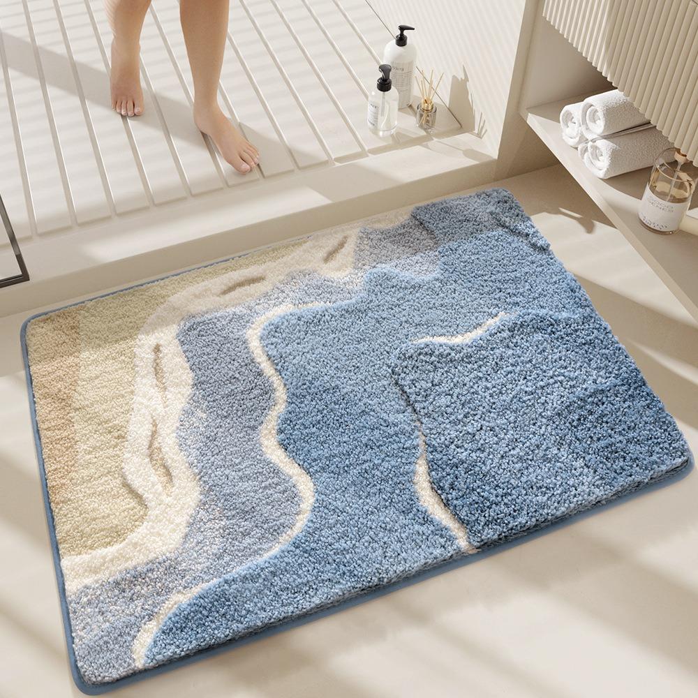 Modern Minimalist Cashmere Skin-friendly Floor Mat, Comfortable and Soft Non-slip Bathroom Floor Mat for Shower Rooms