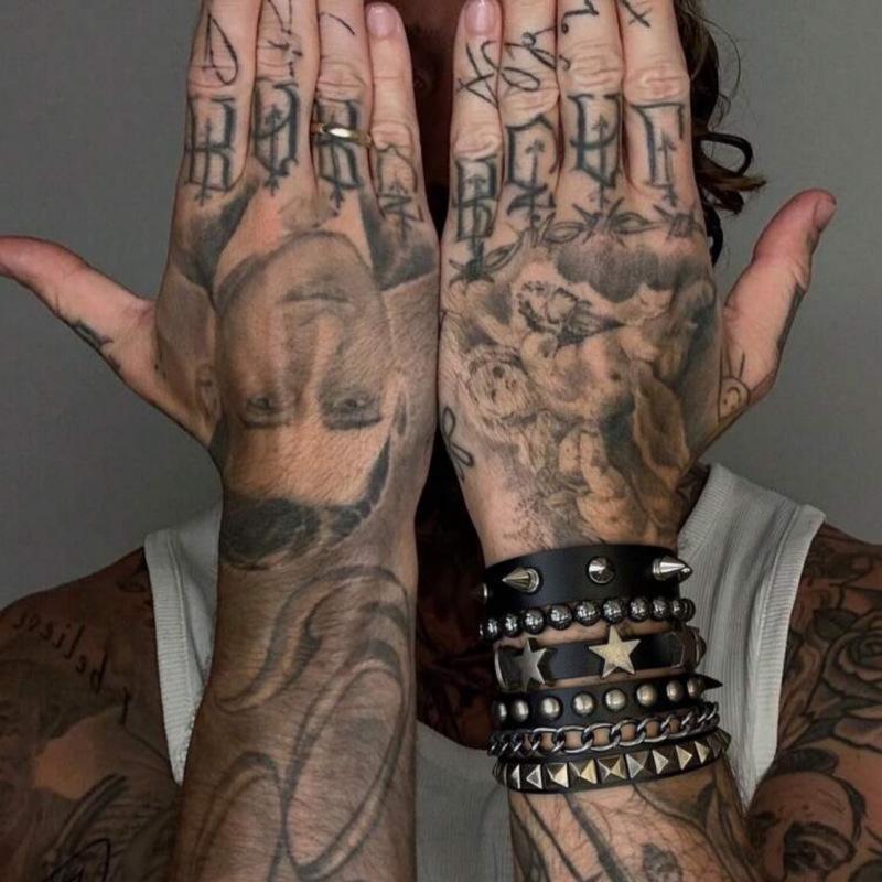 European-American Men's Rivet Punk Multi-layer Gothic Hip-hop Bracelet