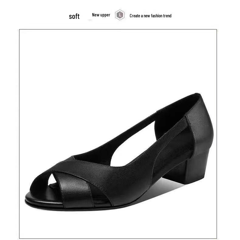 2024 Retro Ethnische Peep Toe Damen Chunky Heel Sandalen - Ein-Riemen Schnalle für Mittelalte und Ältere