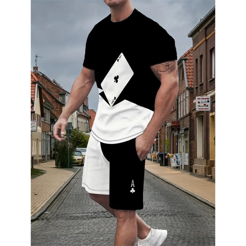 

Новий чоловічий комплект з футболки з коротким рукавом та шортів, модний, з принтом King, 2 комплекти повсякденного джемпера з круглим вирізом, дихаючий спортивний одяг 6XL
