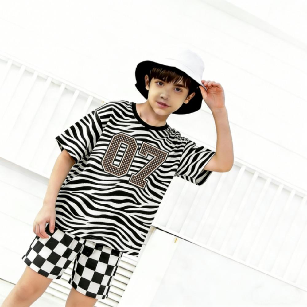 Fashion Zebra Colored Numbers 1-10 Printed Kids T-shirt and Shorts 2 Piece Set Summer Casual Outfit for Boys and Girls Kids Clothing