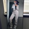Completo da Donna 2025 Felpa con Cappuccio e Zip Pantaloni Casual Streetwear Manica Lunga Tinta Unita Lavorato a Maglia Tuta