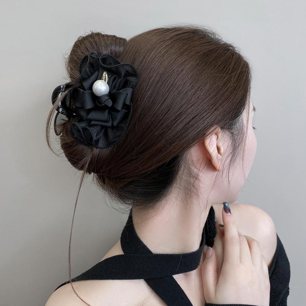 Spring/Summer Elegant Mesh Flower Beaded Hair Claw Clip for Women
