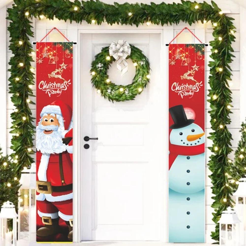 Christmas Door Hanging Banner Santa Claus Snowman Walnut Guards Merry Christmas Door Ornament Decoration New Year