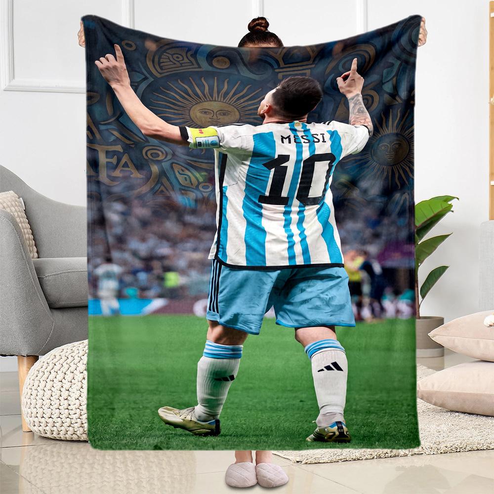 Messi 496 Blanket Ultra-Soft Suitable for Bed Picnics Office Chair All-Season Use Playful Design Gift for Travel Home Birthdays