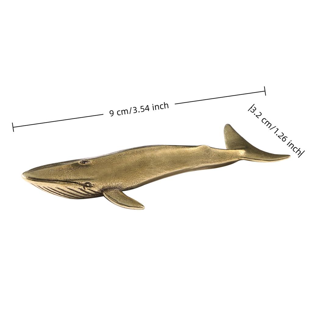 Solid Brass Shark Blue Whale Miniature Figurine Handcrafted Feng Shui Ornament for Office Tabletop Home Gift