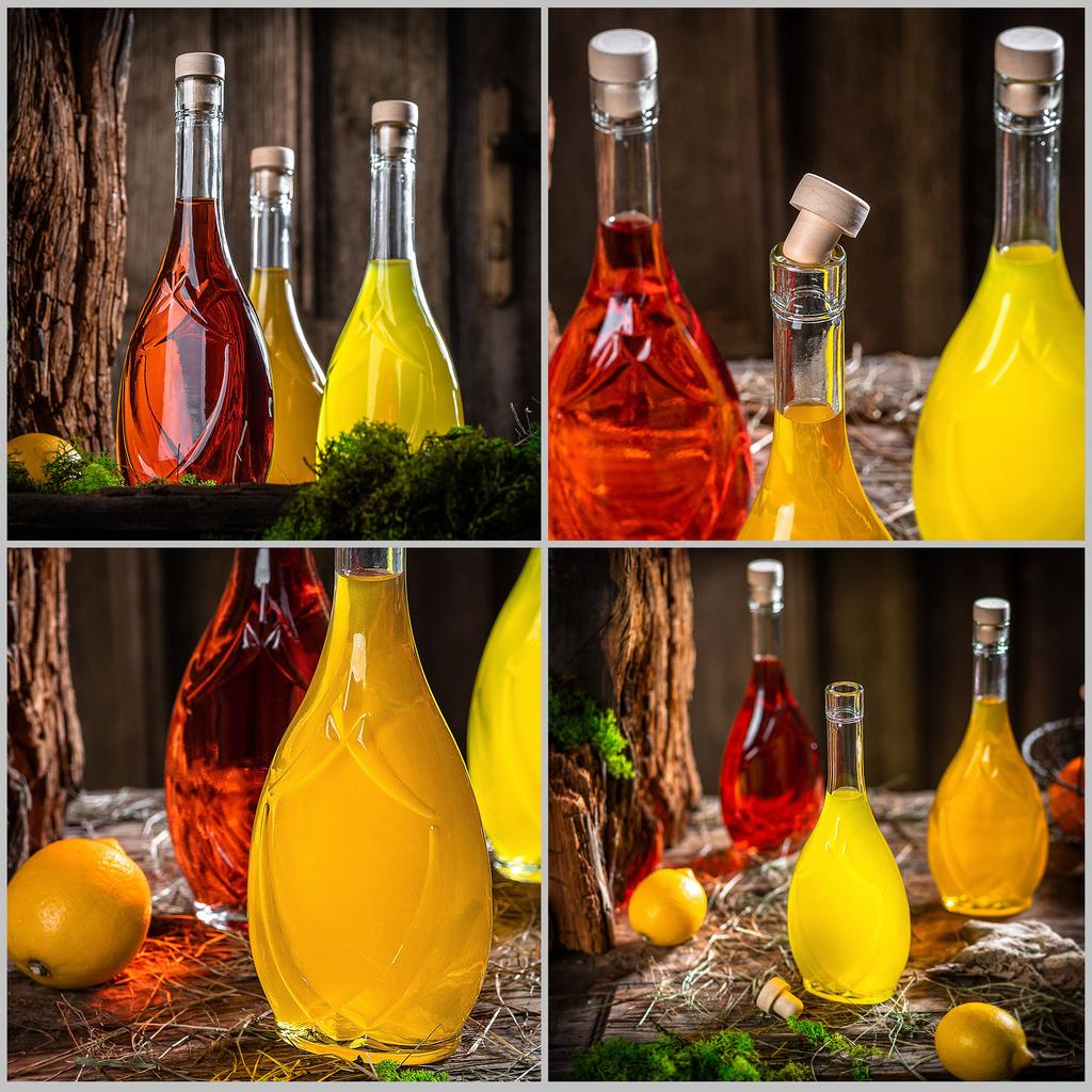 KADAX Glass Bottle for Liqueur 500ml with Synthetic Cork 5pcs.