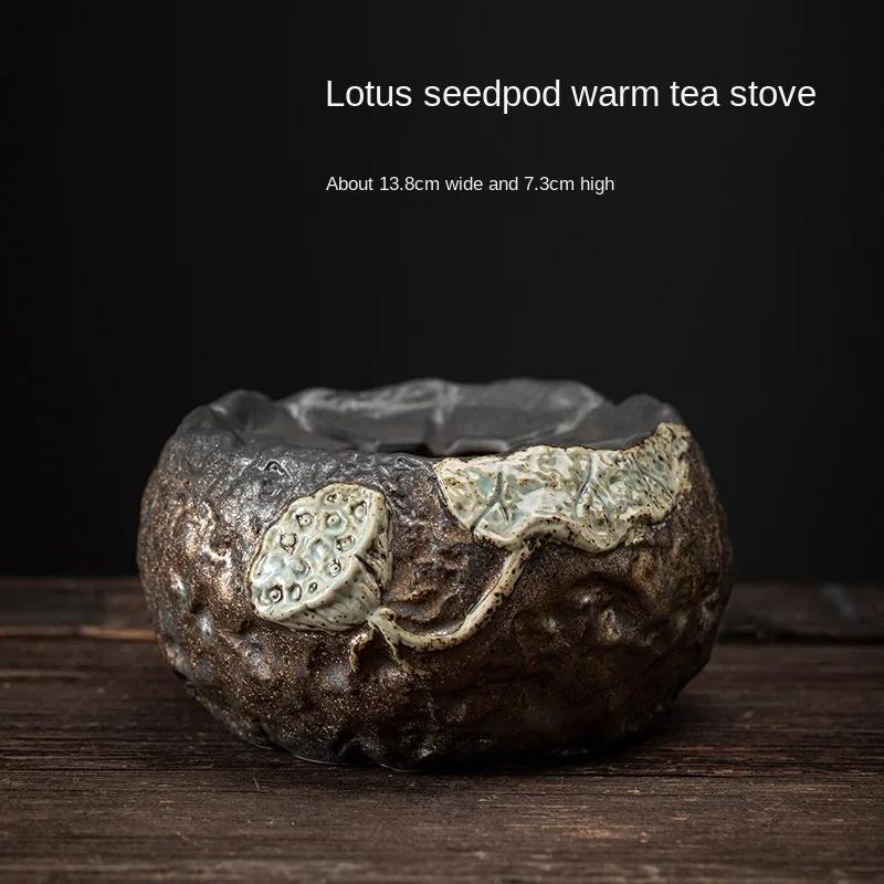 

Japanese Gilding Iron Glaze Seedpod Warm Tea Stove Stoneware Candle Heating Tea Table Thermal Insulation Base Teapot