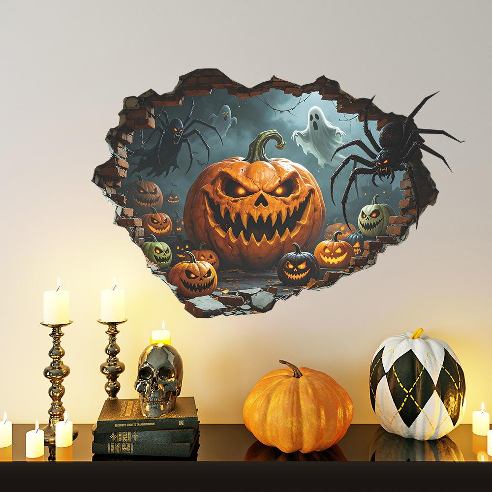 Creative Hole Halloween Pumpkin Ghost Bedroom Living Room Home Wall Decoration Beautification Stickers