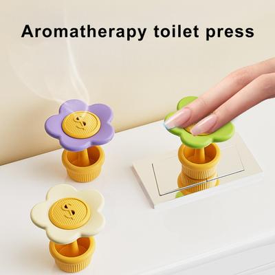 Yousheng Toilettenspültaste mit Aromatherapie-Schlitz, Blütenform, Toilettenspülkastentaste, Spülkastenknopf, Hilfsmittel, Badezimmerdekoration