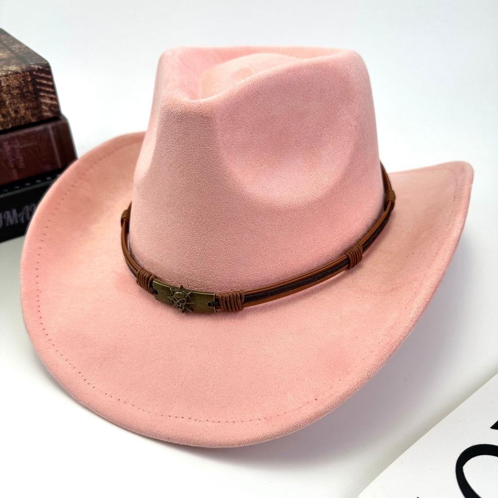 Western Cowboy Hat Women Woolen British Suede Belt Peach Heart Top Hat Felt Hat