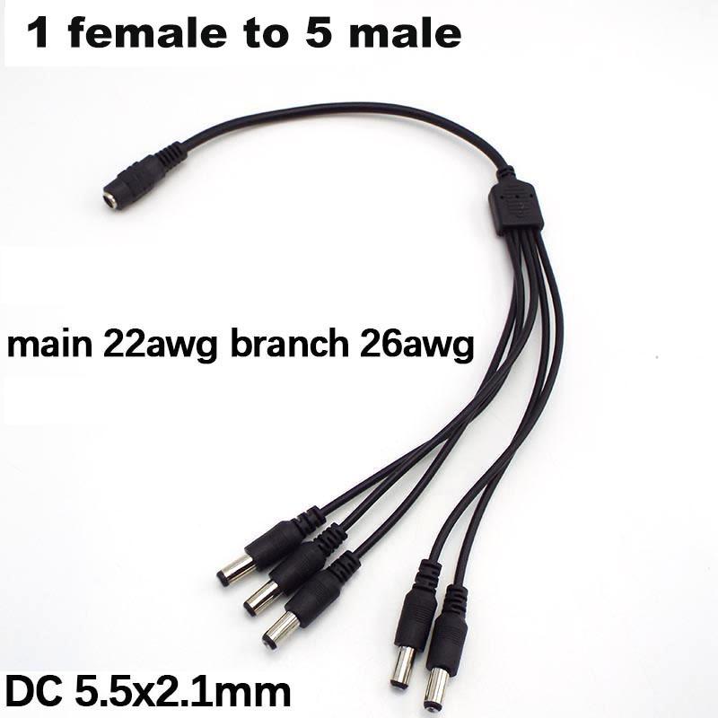 5.5x2.1mm DC 5v 12v 1 Female To 2/3/4/5/6/8 Way Male Power Supply Splitter Cable Adapter Connector Cord For Strip Light Camera