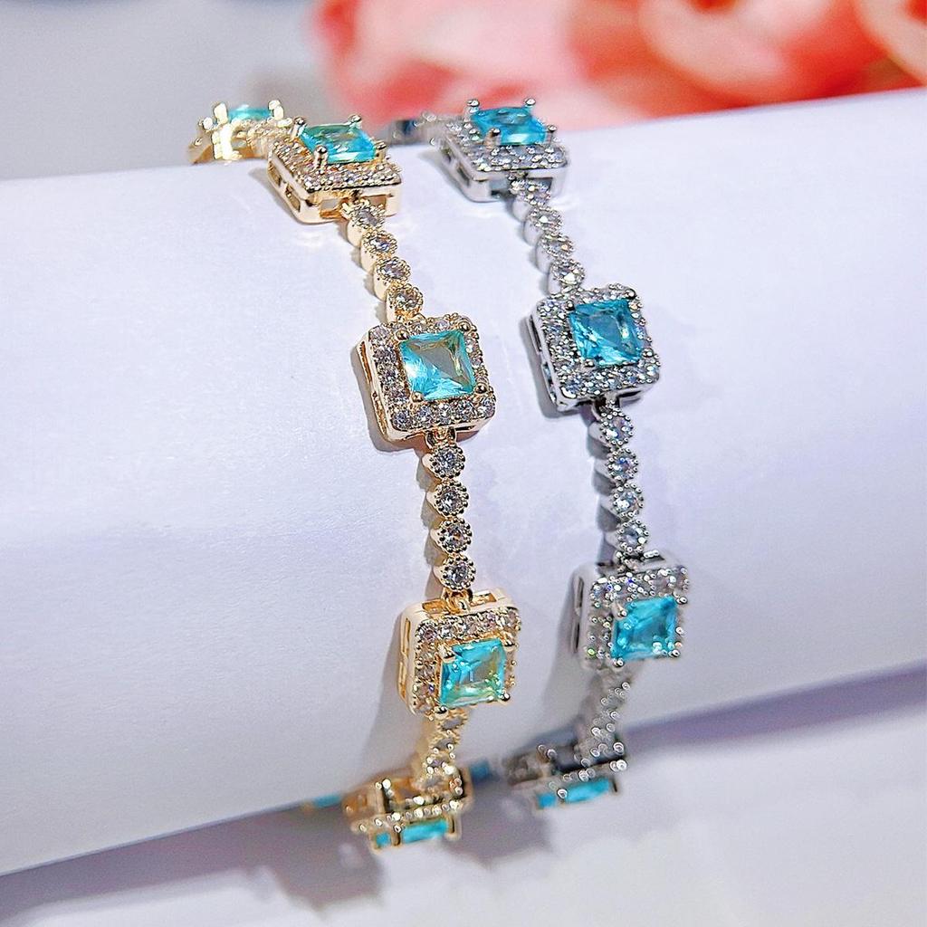 CMM Light Luxury Light Blue Niche Hip-Hop Trend Zircon Tennis Bracelet Couple Birthday Gift Fashion Jewelry