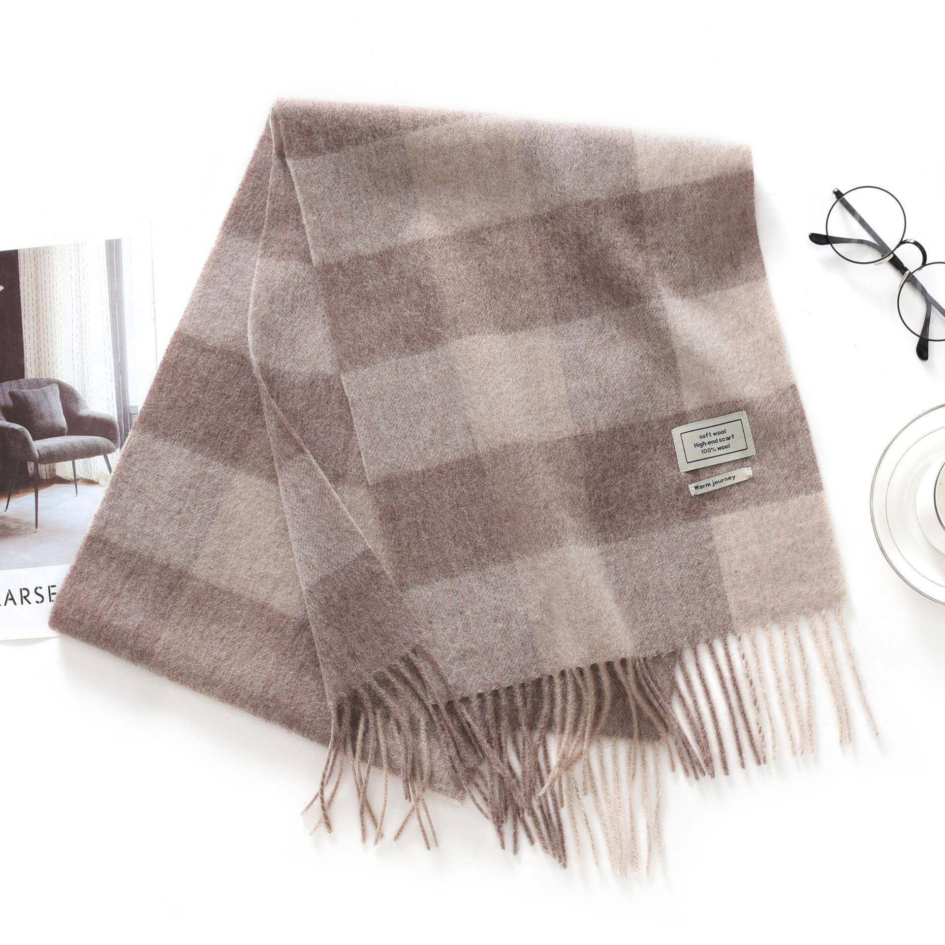 

Выбранный 100% шерсть чистая шерсть клетчатый шарф британская классика унисекс для пары зимний теплый шарф