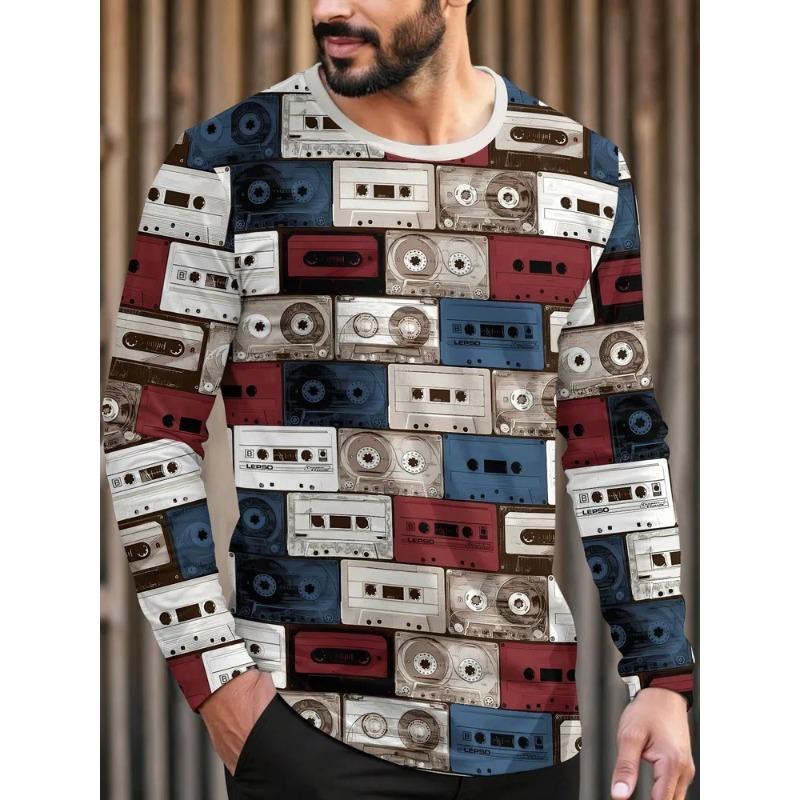 Autumn Men's 3D Printed Crew Neck Long Sleeve T-Shirt