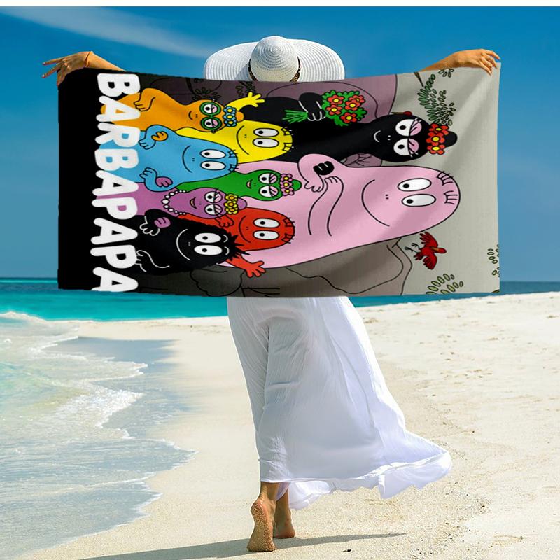 Ultra-Soft Beach Towel with Barbapapa Theme,Ideal for Pool - Camping, Diving - Perfect Travel Essential, Vibrant Beach Towel.