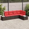 Garden Sofa Set 5 Pieces Brown and Red Poly Rattan