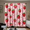 2Pcs Pink Strawberries Print Curtains,suitable for Bedroom,living Room Kitchen Decoration,home Decoration,window Decoration