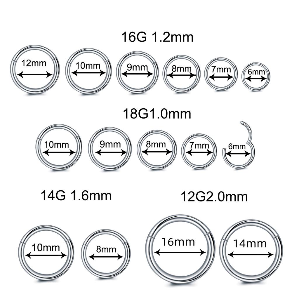 1PC Surgical Steel Hinged Clicker Segment Nose Rings Helix Cartilage Septum Hoop Daith Nariz Lip Ear Piercings Women Men Jewelry
