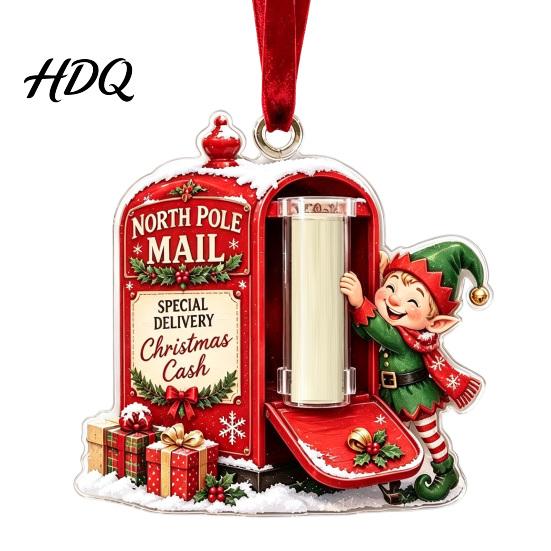 DIY Holiday Cash Gift Money Present Christmas Acrylic Holder Ornament Clear for Cash Funny Back