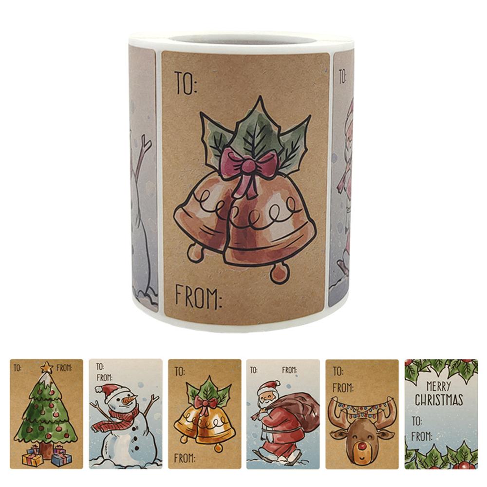 

250PCS Christmas Snowman Adhesive Labels Stickers Decoration Kraft Paper Scrapbooking Seal Thank You Sticker Stationery Supplies