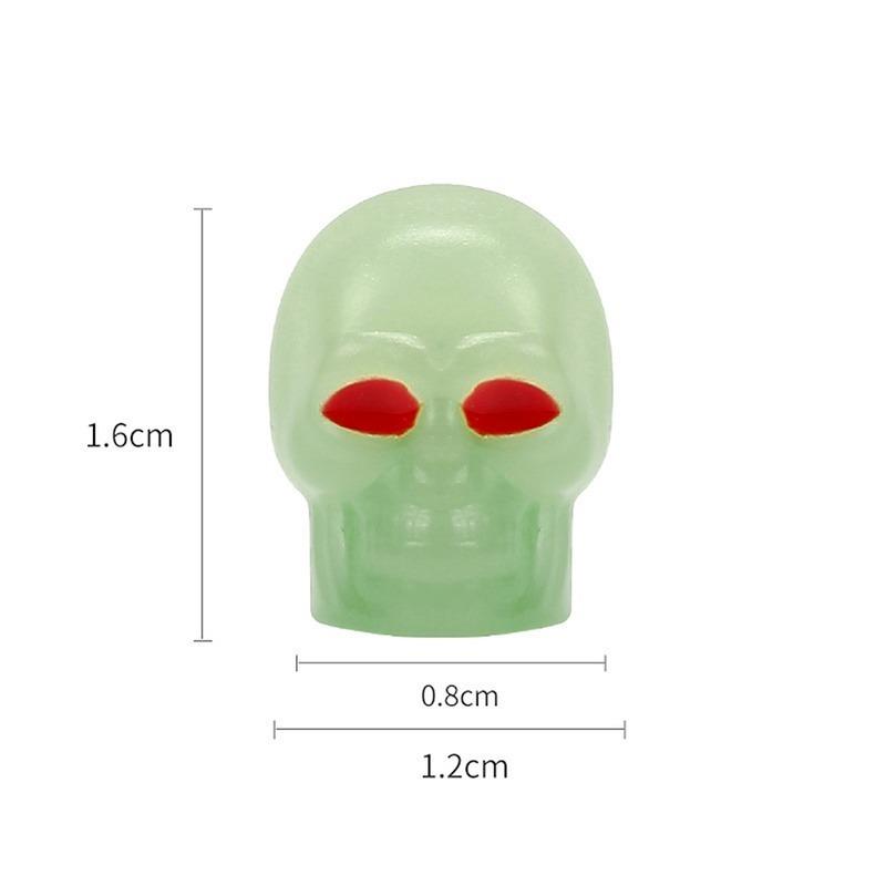 Skull Tire Luminous Valves Cap Night Glowing Tyre Nozzle Cover Universal Auto Truck Motorcycles Bike Fluorescent Valve Stem Caps