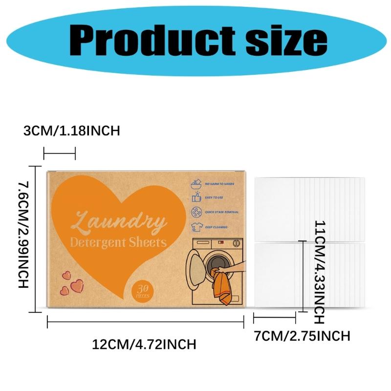 30Pcs Laundry Detergent Sheets Laundry Soap Strips Clothing Washing Supplies Laundry Detergent Liquidless Laundry Soap