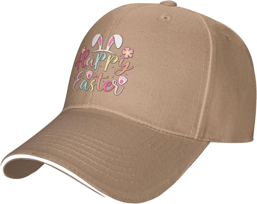 Happy Easter Bunny Ears Baseball Cap Polyester Casual Sun Protection Adjustable Adult Cap