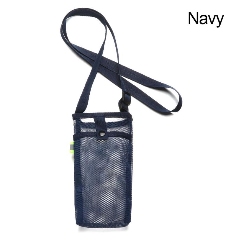 Water Bottle Cover Bag Pouch with Adjustable Straps Mesh Water Pouch Holder Shoulder Strap Black Bottle Carrier Insulat Bag