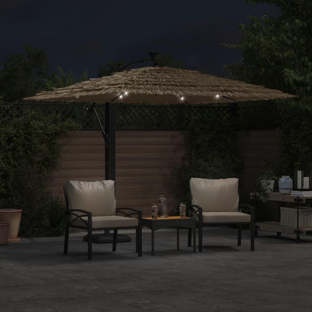 Vidaxl Parasol Ogrodowy Z Led, Stalowy Słupek, Brązowy, 246X246X230 Cm