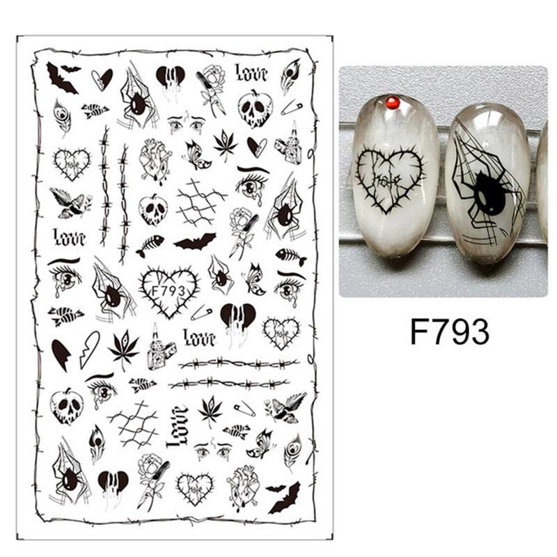 New Nail Art Stickers European and American Ghost Festival Dark Butterfly Bloodthirsty Rose Skull Zombie Nail Decal