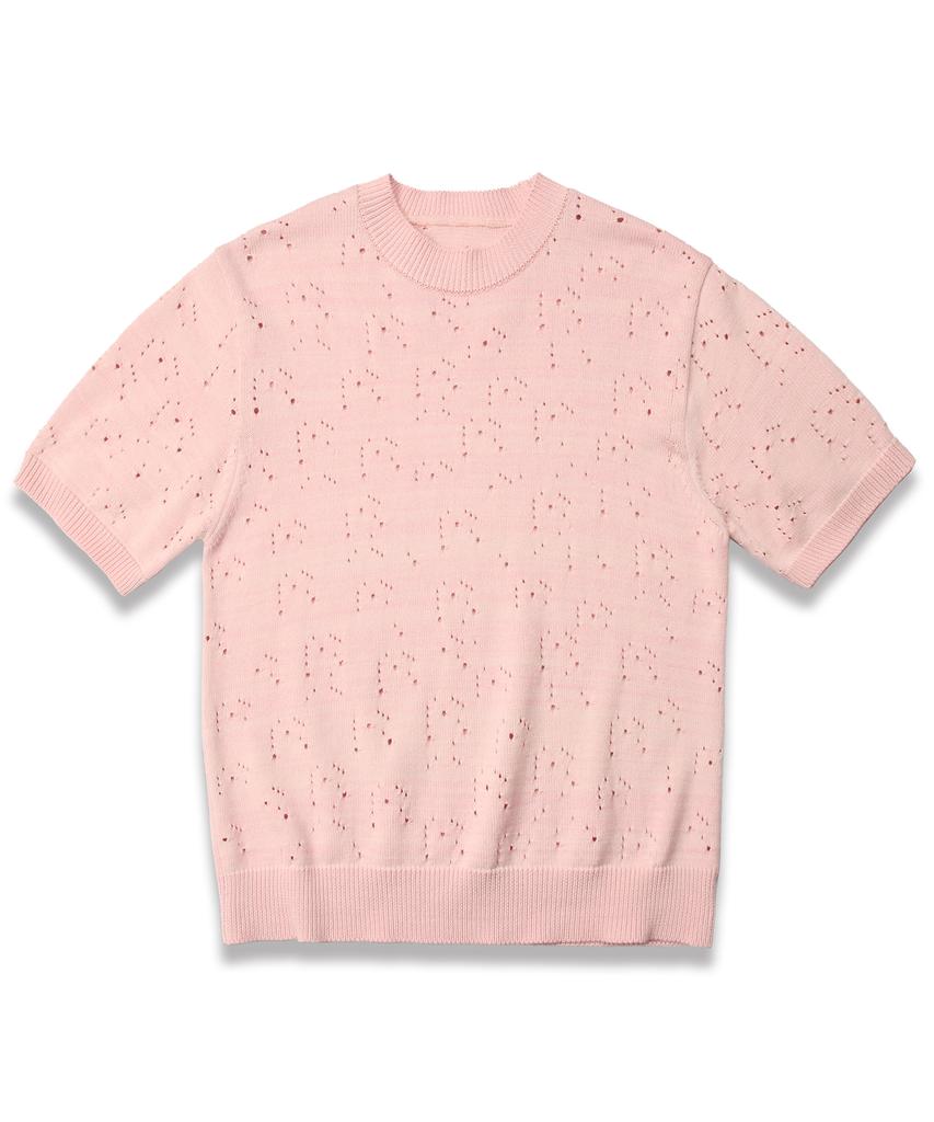 DOFFJASON Chic Sleeve Punching Knit Pink