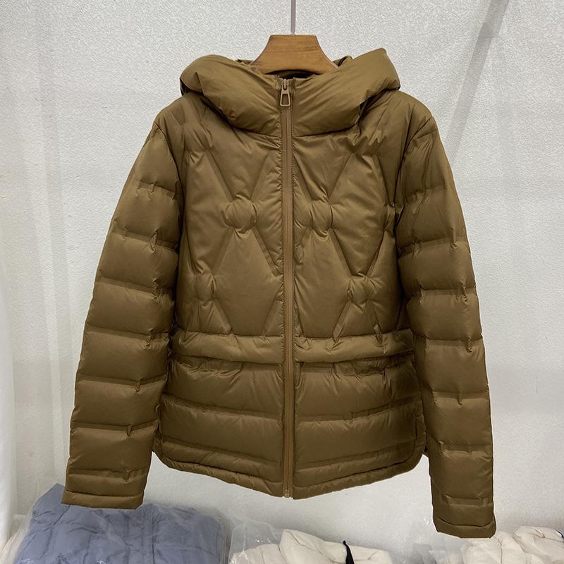 Light and thick pressed rubber hooded down jacket women's short loose casual fashion versatile small warm jacket