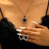Luxury Black Necklace Earring Set Premium Dangle Earrings Set Thorn Love Pendant Necklace  Club