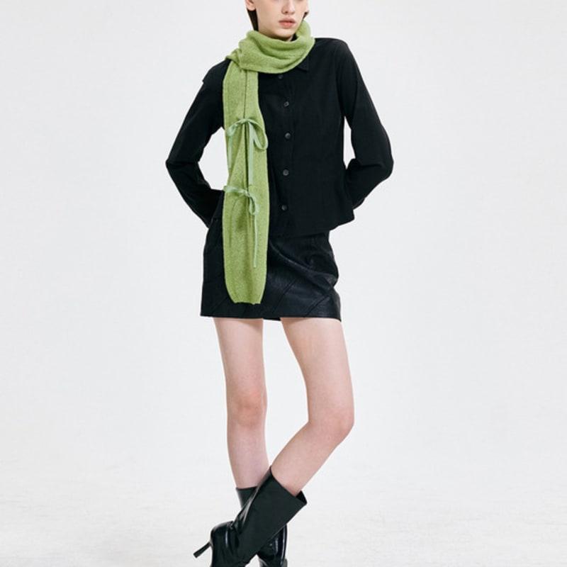 KIMZISU Ribbon Tied Muffler _ GREEN