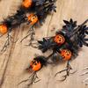 Artificial Halloween Stem Faux Curly Willow Branch with Pumpkin And Black Maple Leaves Gothic Fake Twig Picks for Vase DIY Home Decor