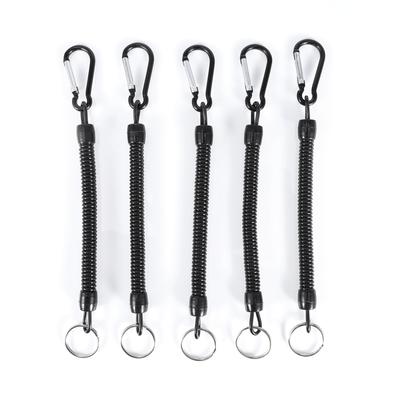5Pcs Retractable Fishing Lanyards Boating Ropes With Buckle Tackle Secure Accessories Black
