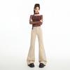 Khaki non-stick leg slightly pulled jeans women's autumn and winter new Spice Girl low-rise slim-fitting and thin flared pants