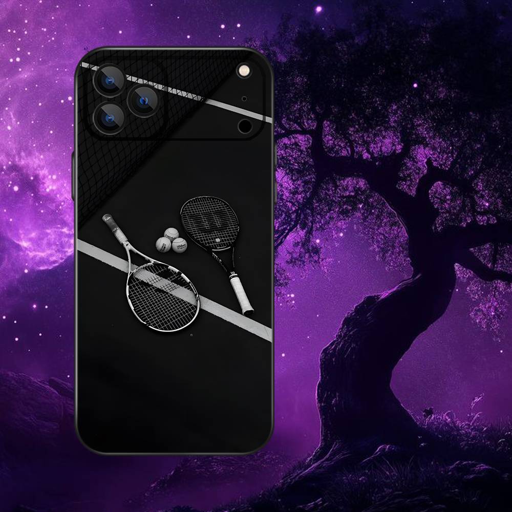 

Sports Tennis Phone Case For iPhone 17,16,15,14,13,12,Pro,Max,Plus,E,SE4,Air,Mini Black Soft Box iPhone14Plus