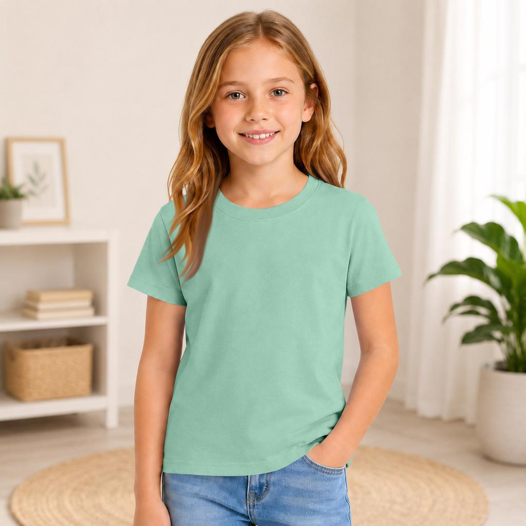 Kids Color Short Sleeve Round Neck T-Shirt for Everyday Casual Wear