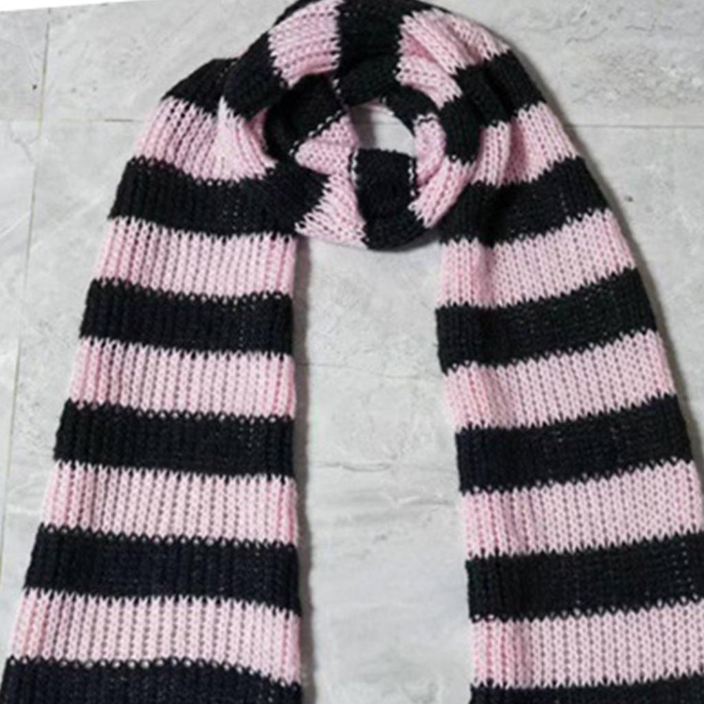 Harajuku Style Stripe Neck Scarf for Women Men Soft Neck Warmer Gothic Knit Warm Scarf Winter Autumn Fashion Neckwear