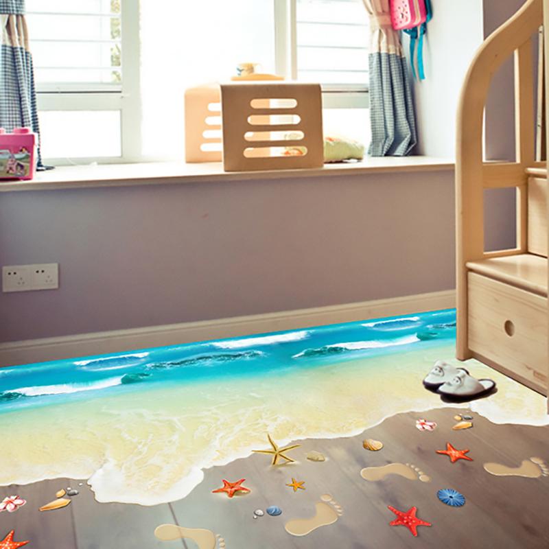 3D Abnehmbare Wandaufkleber für Kinder Strandthema Kinderzimmer Kindergarten Dekoration Sicher Wasserdichtes Vinyl Kunst
