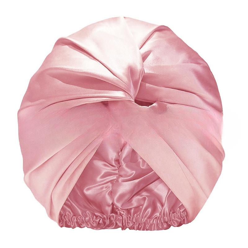 

Ночной колпак из искусственного шелка, переплетенная шляпа из полиэстера, платок для женщин, домашняя шляпа для длинных волос, уход за волосами One size розовый