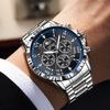 LOUIE JUELEN NEW Men's Luxury Quartz Watch Chronograph Moonphase 3ATM Waterproof Stainless Steel Business Wristwatch`