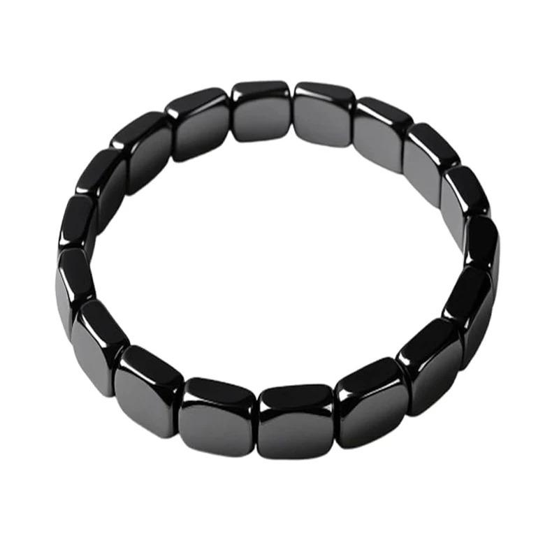 

Men s Square Black Hematite Stretch Bracelet Mixed Bead Fashion Apple Charm Jewelry Accessory for Daily Wear Party Gift Handmade