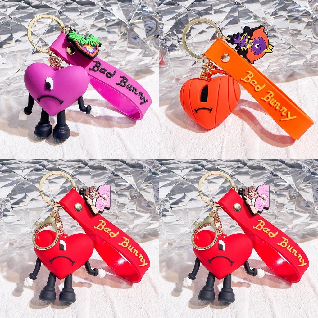 Soft Rubber Alloy Bad Bunny Key Ring Pendant Kids Xmas Decoration Gift