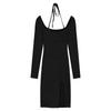 Nightclub split sexy spice girl neck dress women's autumn and winter clothing fashionable and thin imperial sister style long hip skirt
