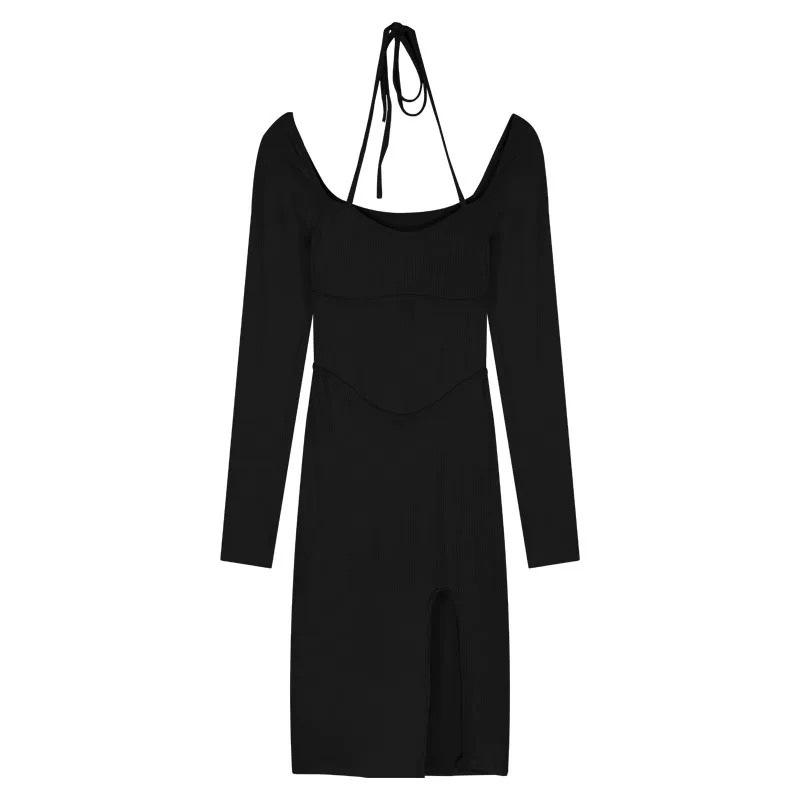 Nightclub split sexy spice girl neck dress women's autumn and winter clothing fashionable and thin imperial sister style long hip skirt