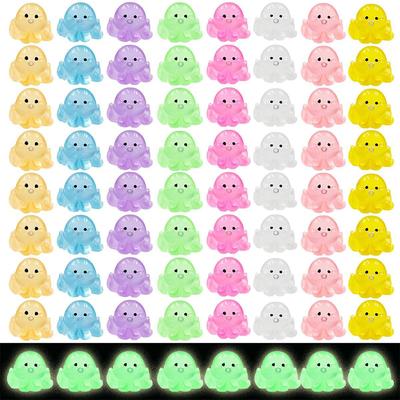 100/50Pcs Kawaii Luminous Colorful Octopus Mini Octopus Resin Animal Home Decor Fairy Garden DIY Dollhouse Decoration