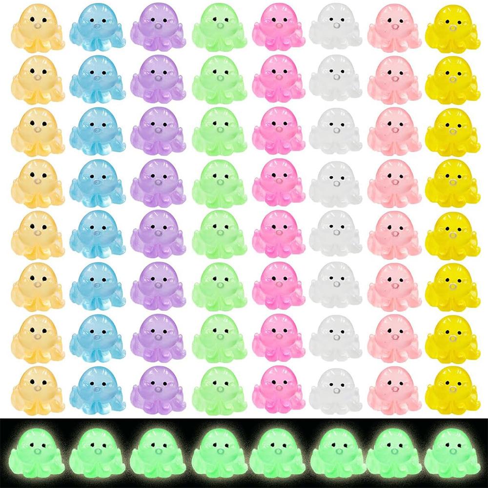 100/50Pcs Kawaii Luminous Colorful Octopus Mini Octopus Resin Animal Home Decor Fairy Garden Diy Dollhouse Decoration